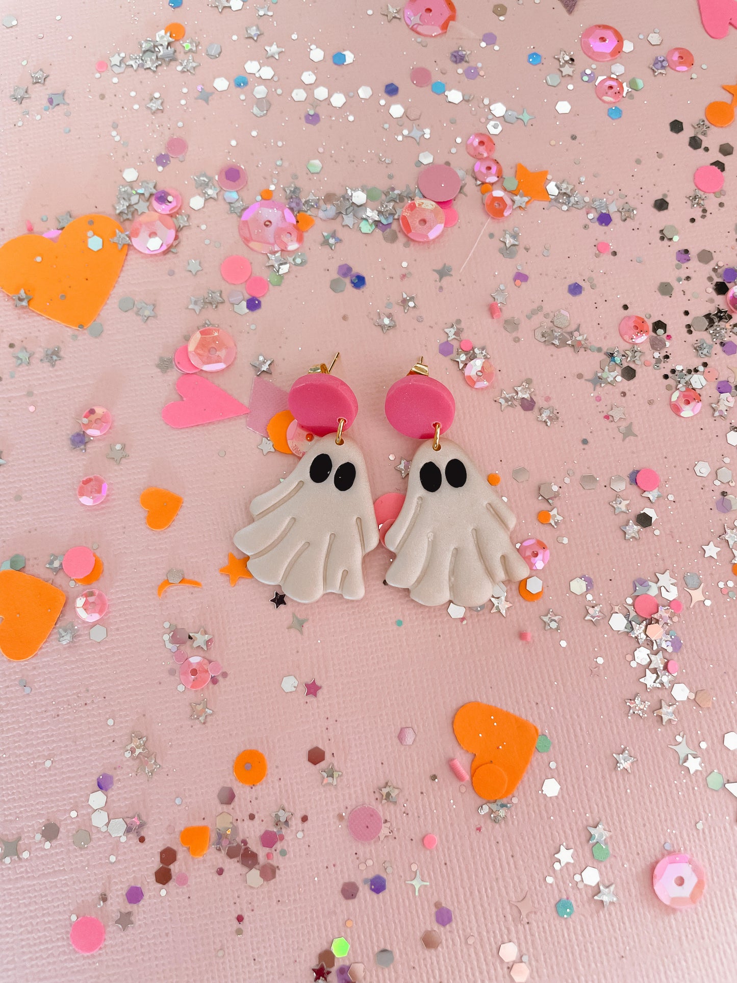 Ghost Dangle Clay Earrings