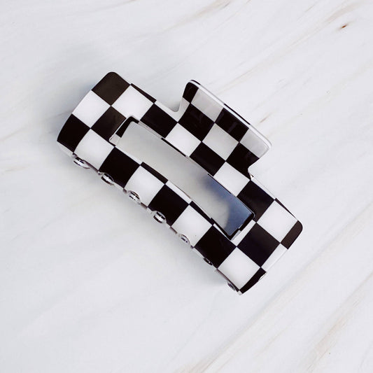 Black Checker Lovers Claw Clip