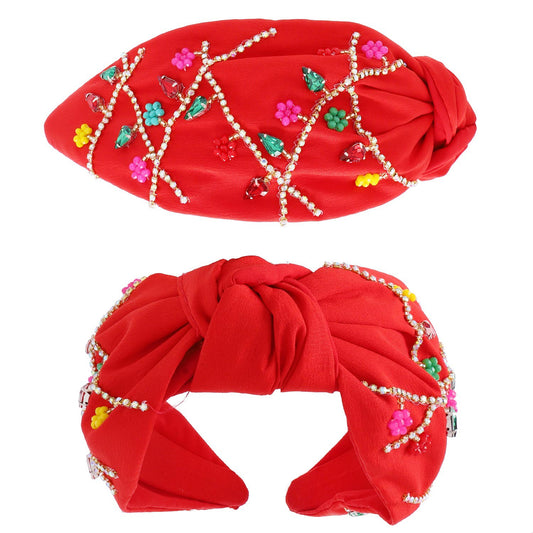 Jeweled Christmas Lights Knotted Headband