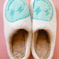 Turquoise and White Lightning Happy Slippers