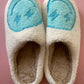 Turquoise and White Lightning Happy Slippers