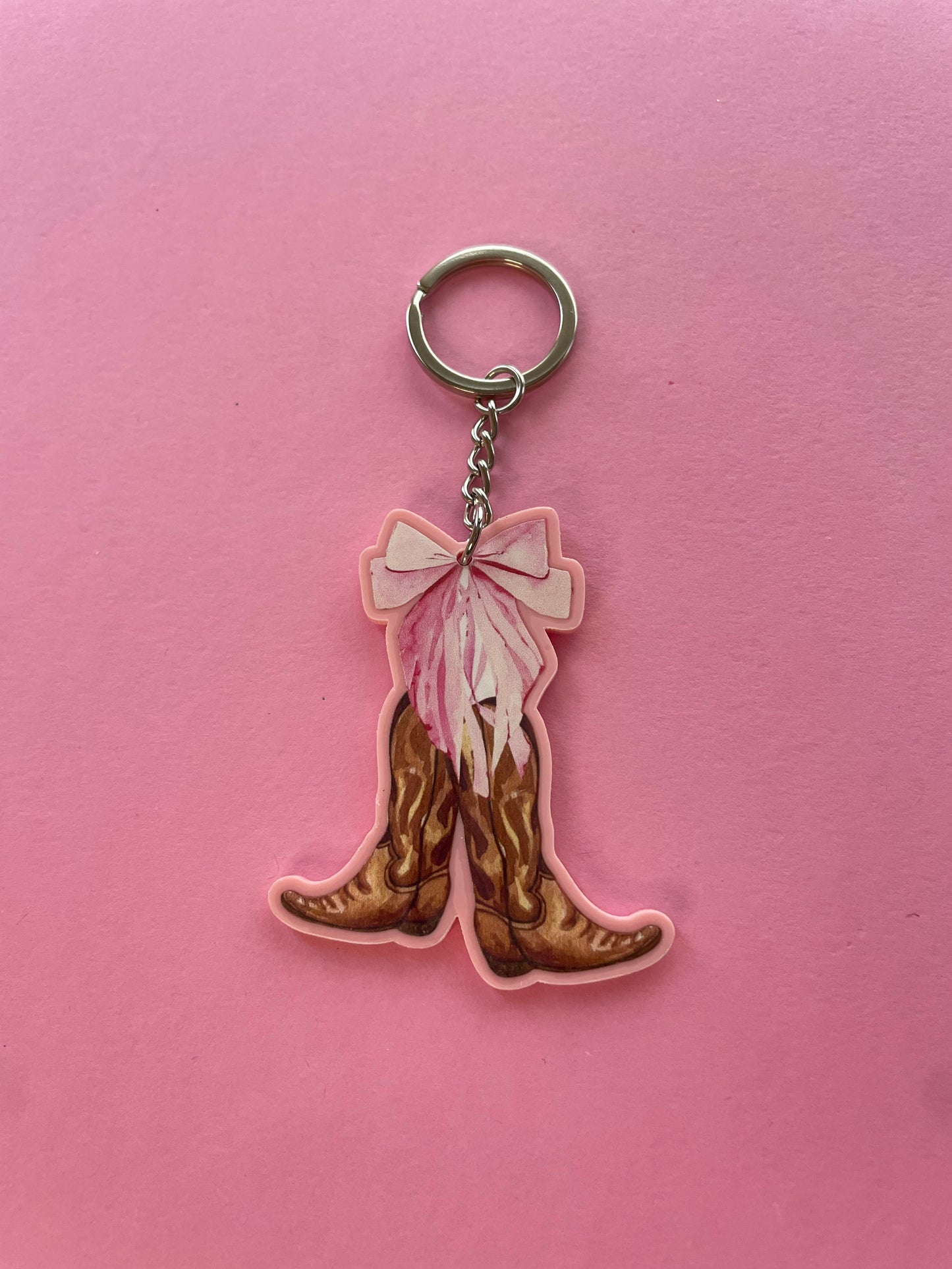 Western Coquette Bow Boots Key Chain