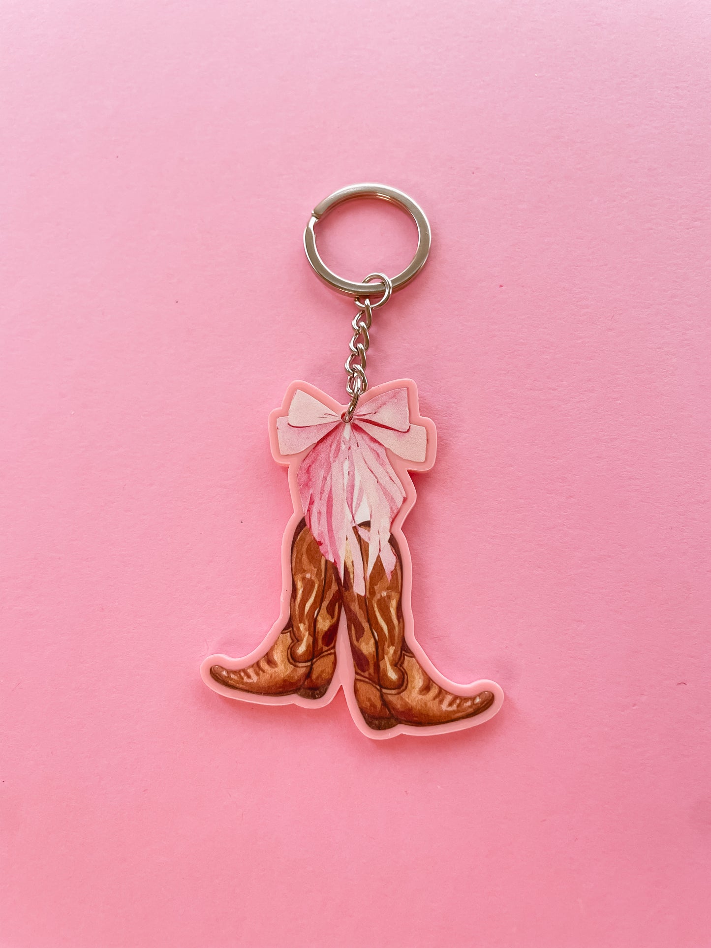 Western Coquette Bow Boots Key Chain