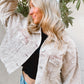 Washed Corduroy Pearl Studded Crop Jacket