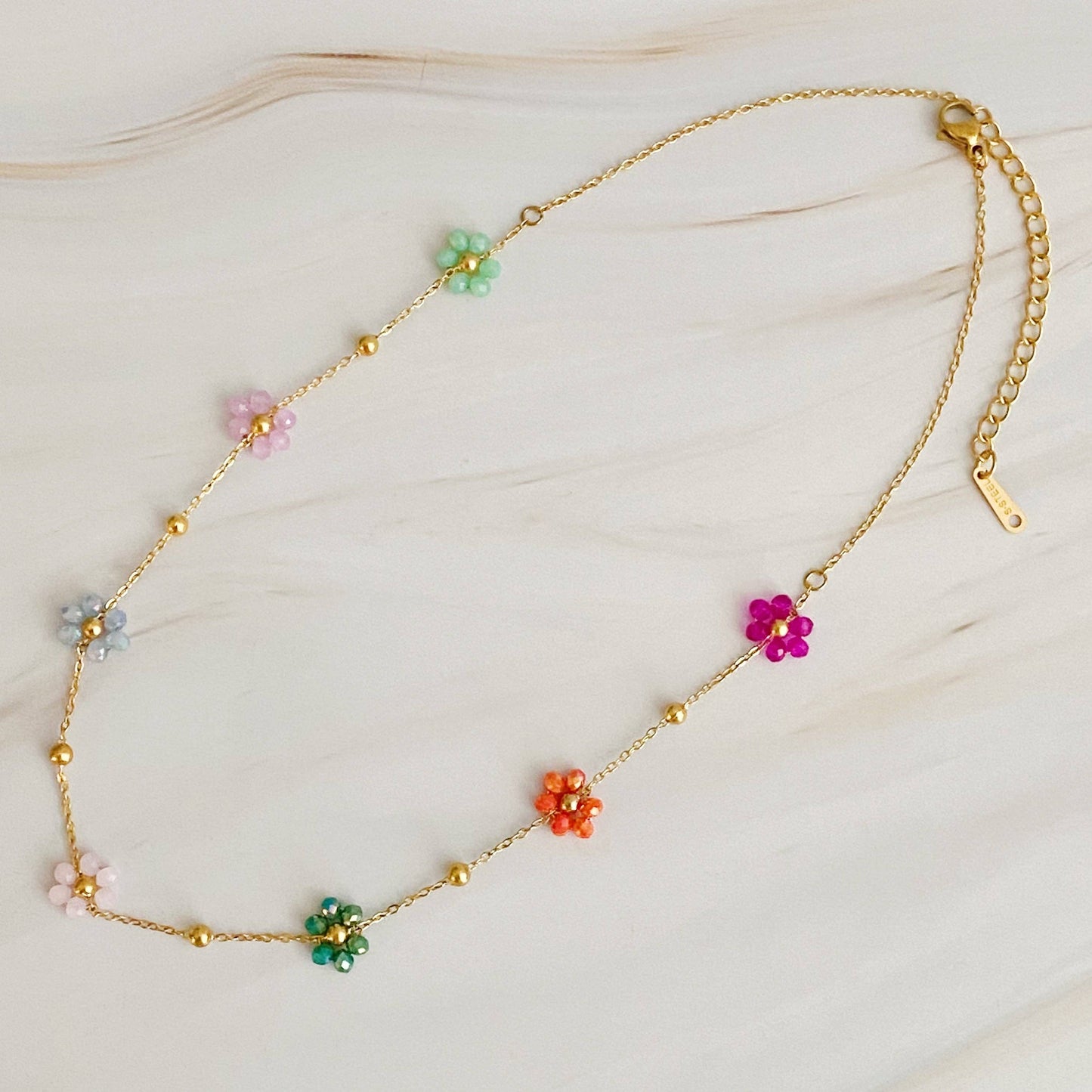 Flower Field Romance Beaded Necklace