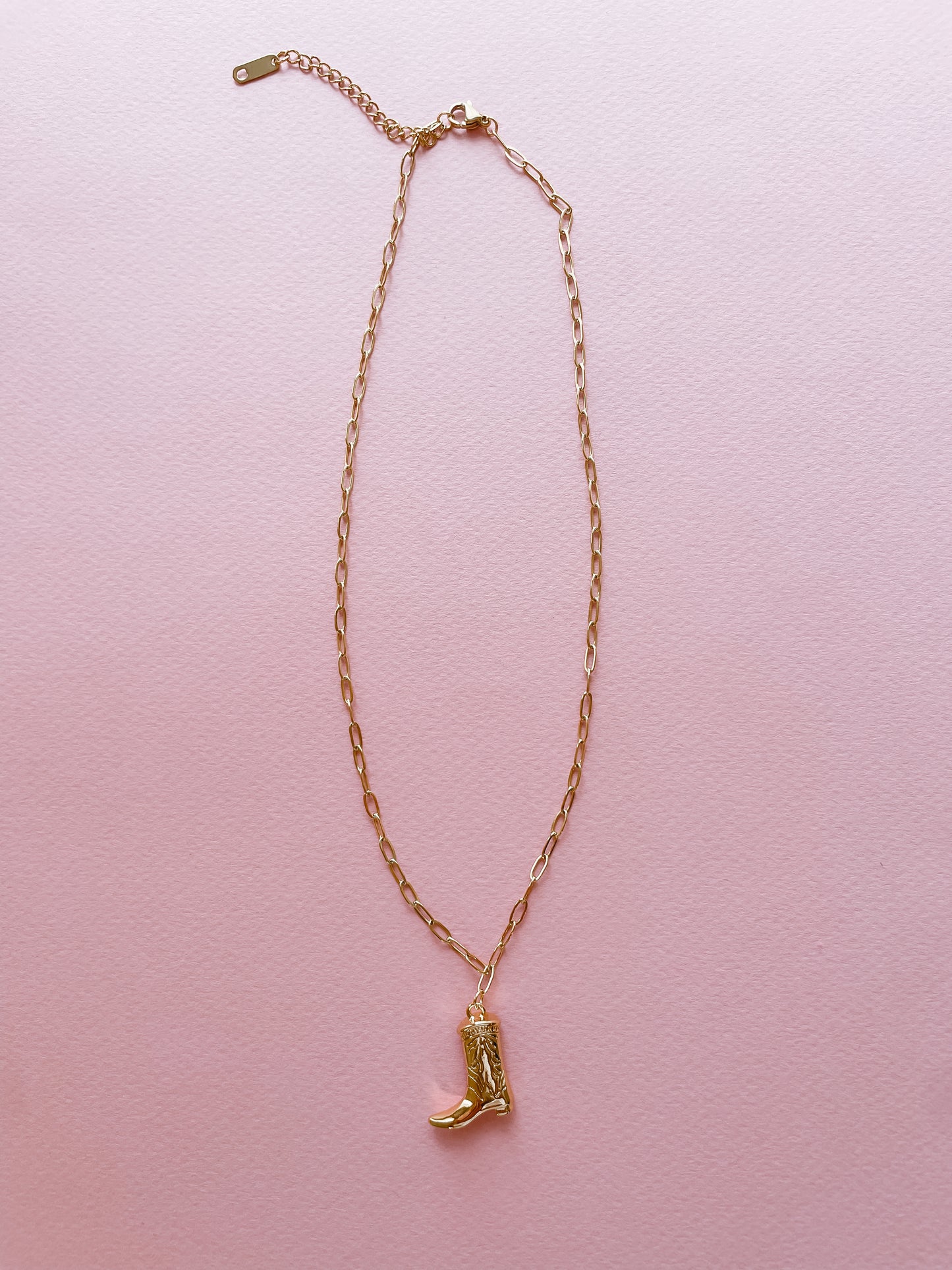 Golden Cowgirl Boot Necklace