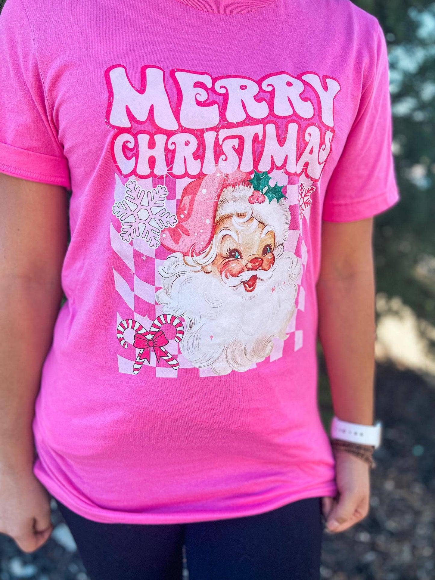 Pink Merry Christmas Santa Tee