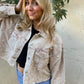 Washed Corduroy Pearl Studded Crop Jacket