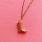 Golden Cowgirl Boot Necklace