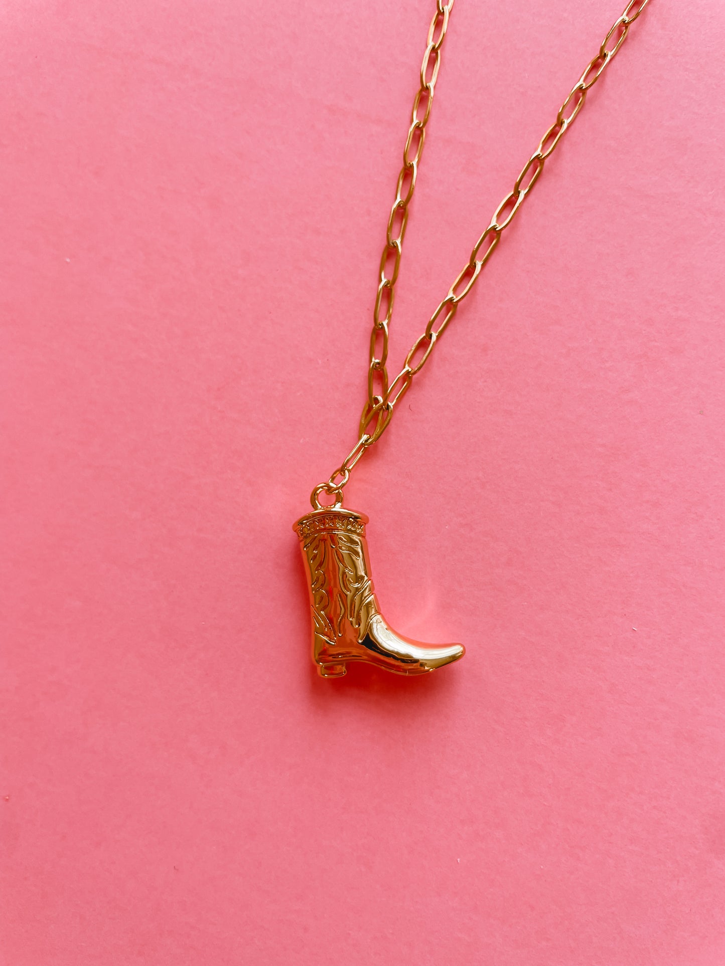 Golden Cowgirl Boot Necklace