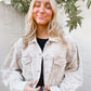 Washed Corduroy Pearl Studded Crop Jacket