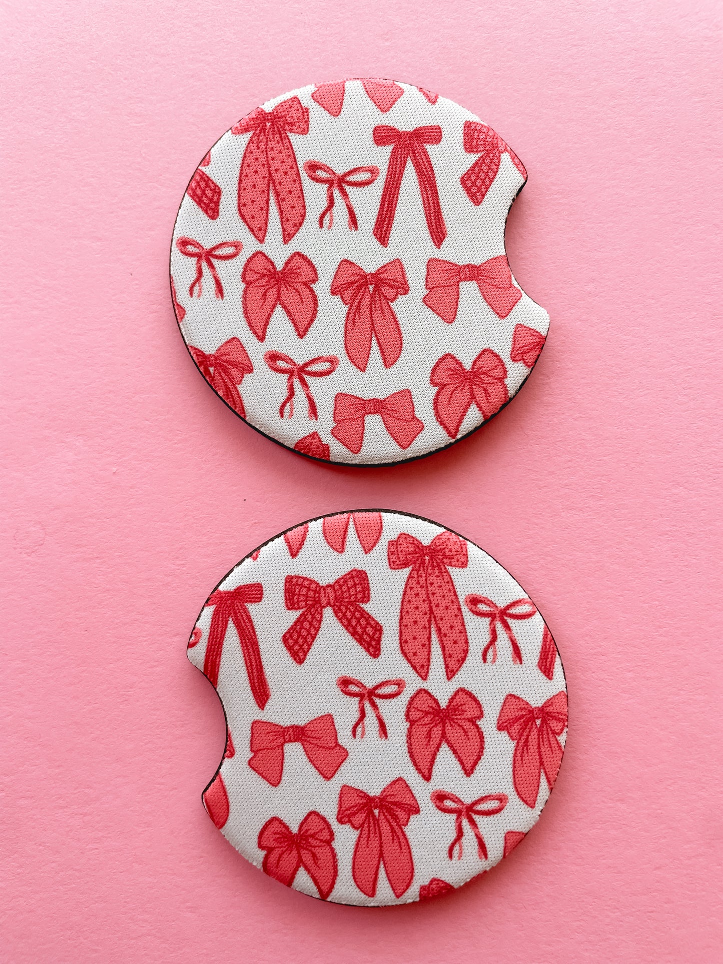 Coquette Pink Bows Car Coasters