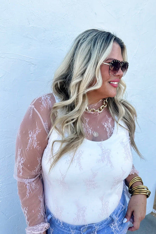 Roxy Lace Top - Blush