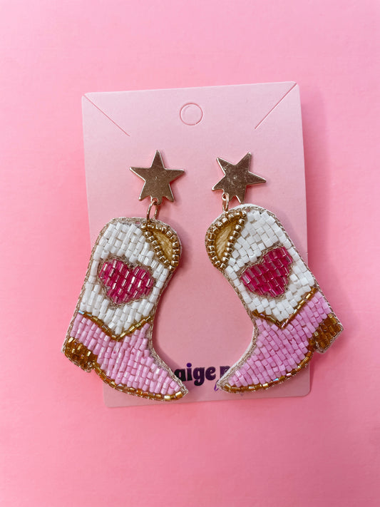 Heart My Cowgirl Boots Earrings