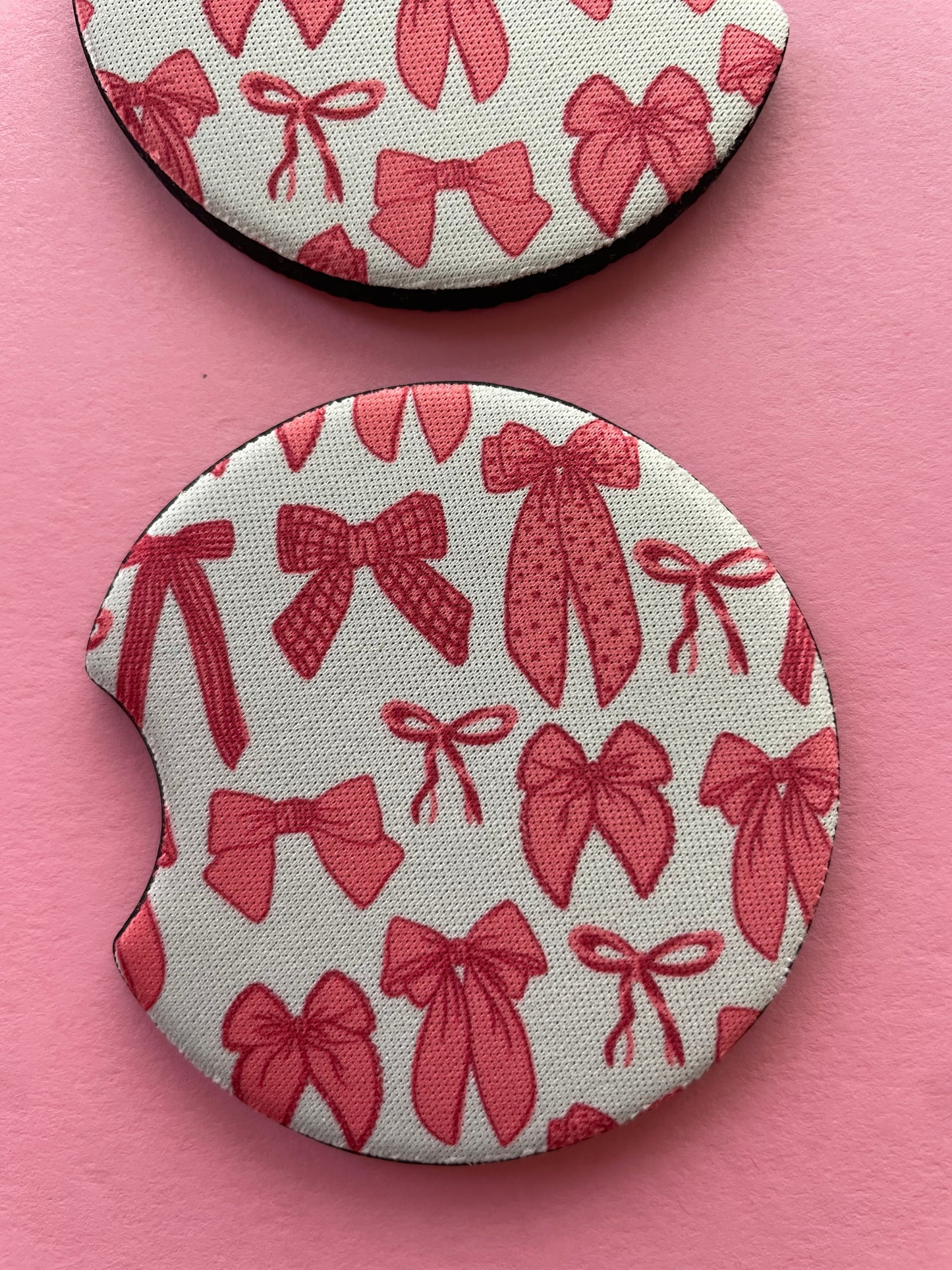 Coquette Pink Bows Car Coasters