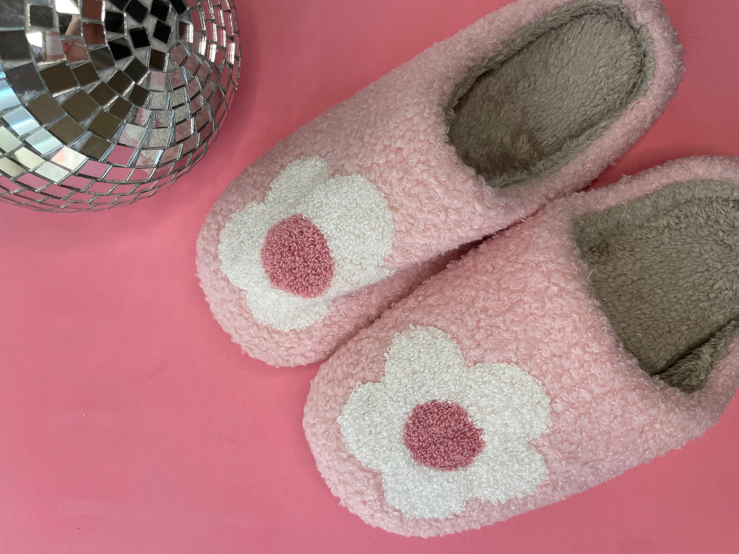 Cozy Pink Flower Slippers