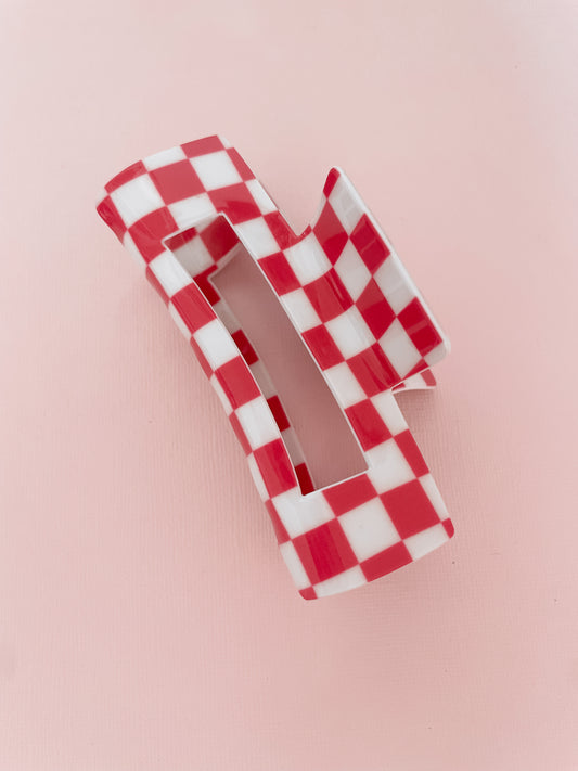 Large Checker Hair Claw Clips