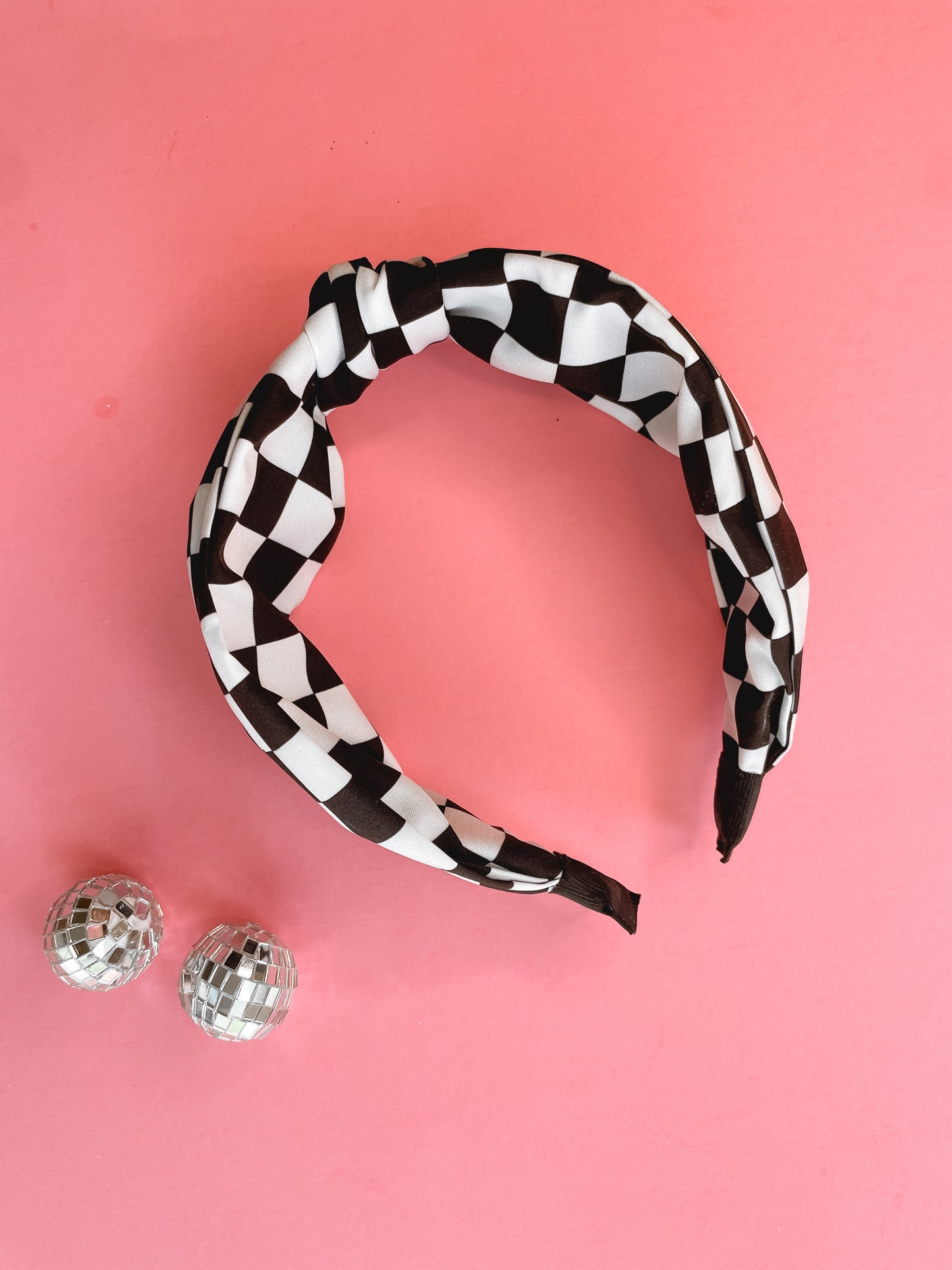 Black and White Check Knot Headband
