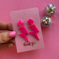 Glitter Pink Lightning Bolt Dangle Handmade Clay Earrings